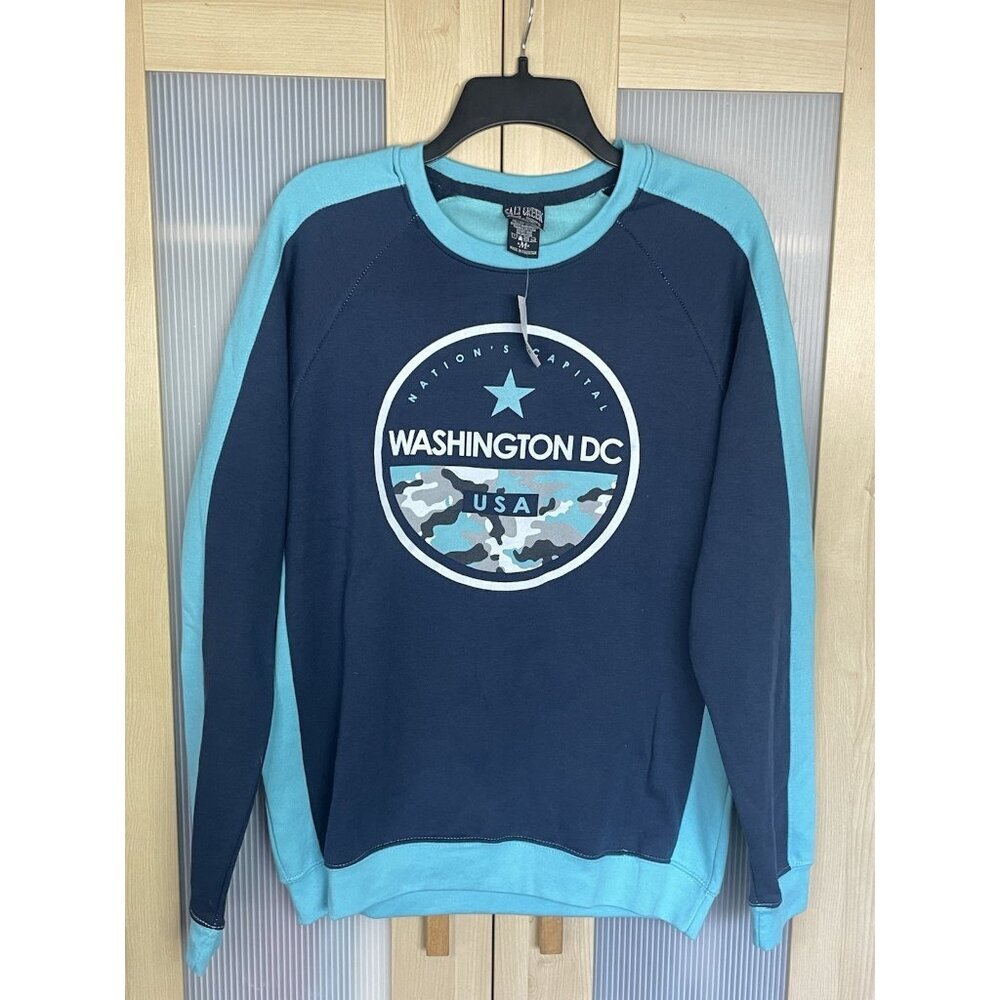 Washington DC Sweatshirt Sz M Active Top Comfy Travel Casual Blue Gray Sweater